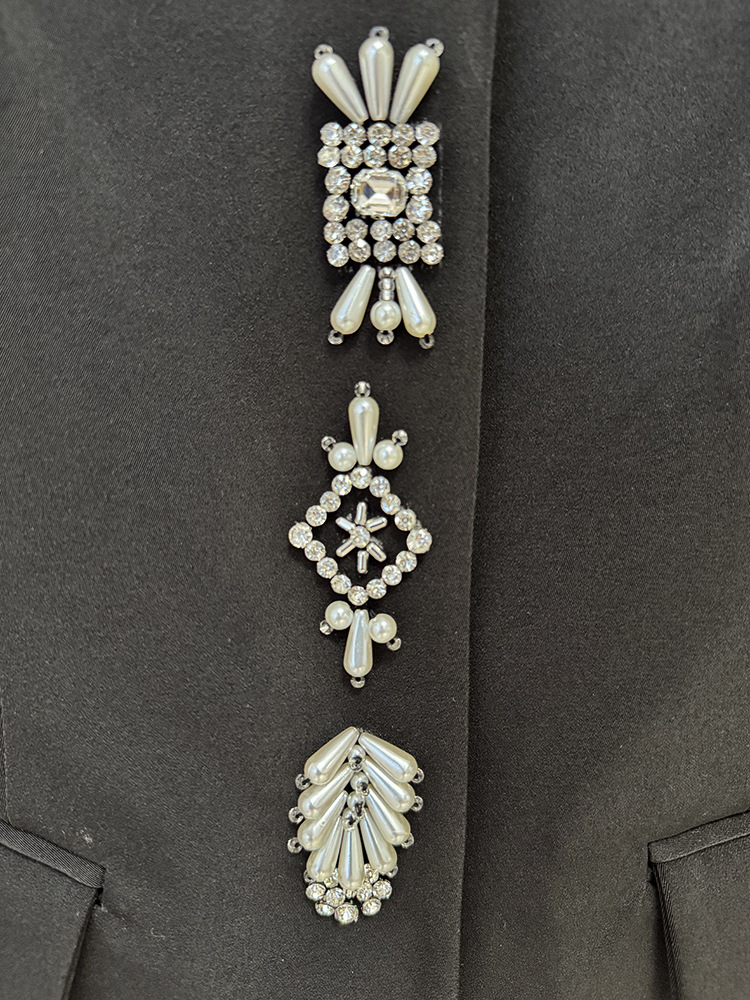 Early Autumn Star Bead Diamond Stand up Collar Jacket Trousers Two Piece Sets - Image 8