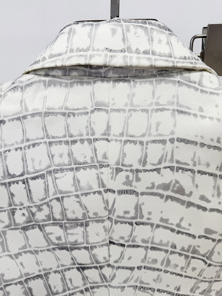 Crocodile Leather Print Blazer Trousers Two Piece Sets - Image 6