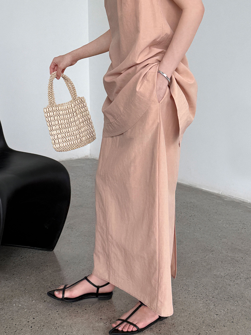 High Grade Cinched Sleeveless Top with High Waist Skirt Two Piece Sets - Image 3