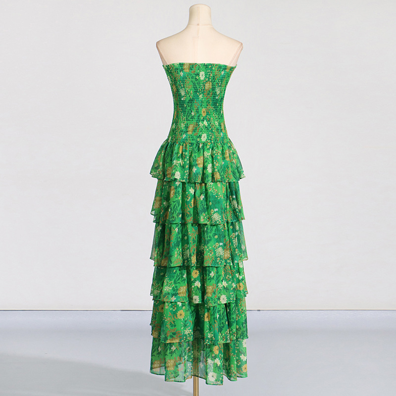 Outdoor Tube Top Dress Flounced Summer French High Sense Chiffon Dress - Image 4