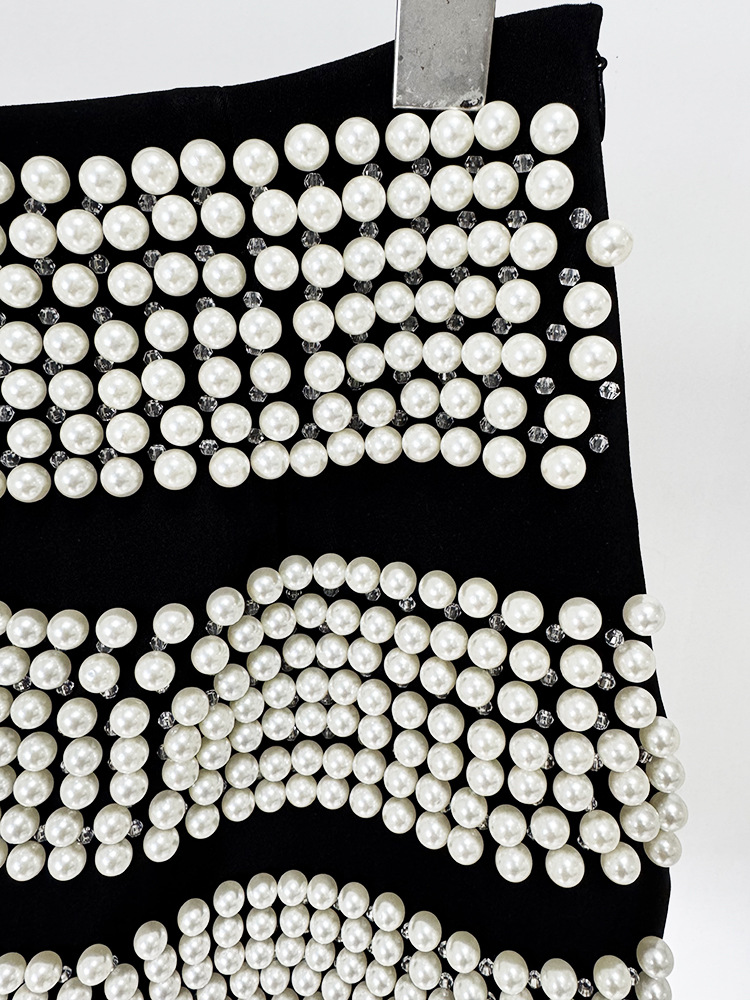 Early Spring Personalized Shrug Point Slim Blazer Heavy Industry Pearl Beaded Skirt Sets - Image 10