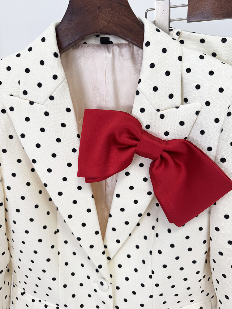 Star Bow Decoration Polka Dot Dots Blazer Trousers Blazers Two Piece Sets - Image 11