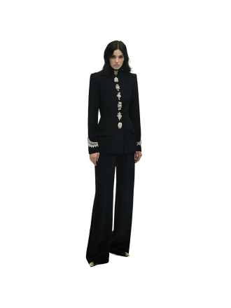 Early Autumn Star Bead Diamond Stand up Collar Jacket Trousers Two Piece Sets