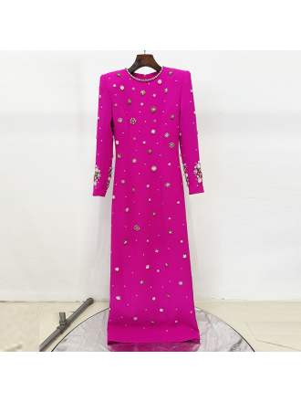 Star Heavy Industry Beads Diamond Slim Maxi Dress Formal Dress