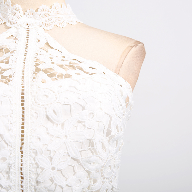 Casual Seaside Vacation Two Piece Set Lace Sleeveless Top Irregular Asymmetric Skirt Lace Set - Image 13