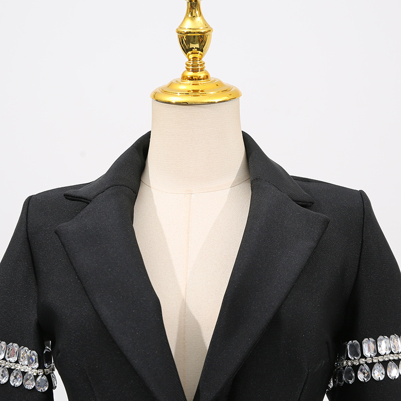 Elegant Fashionable Rhinestone V Neck Slim Fit Sheath Dress - Image 2