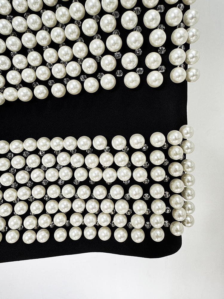 Early Spring Personalized Shrug Point Slim Blazer Heavy Industry Pearl Beaded Skirt Sets - Image 11