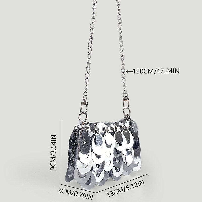 Niche Hollow Out Cutout out Sequin Chain Mini Bag Women Bag - Image 2