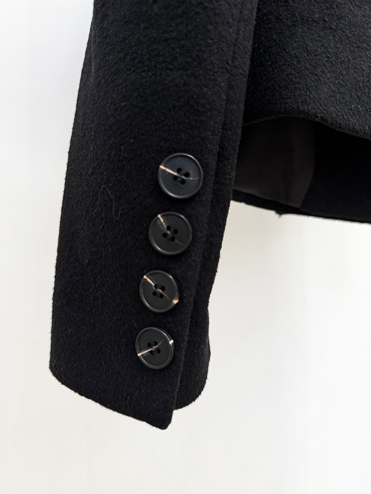 Early Autumn Double Breasted Simple Slim Fit Large Collared Woolen Jacket Coat - Image 8