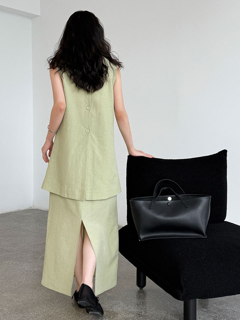 High Grade Cinched Sleeveless Top with High Waist Skirt Two Piece Sets - Image 9