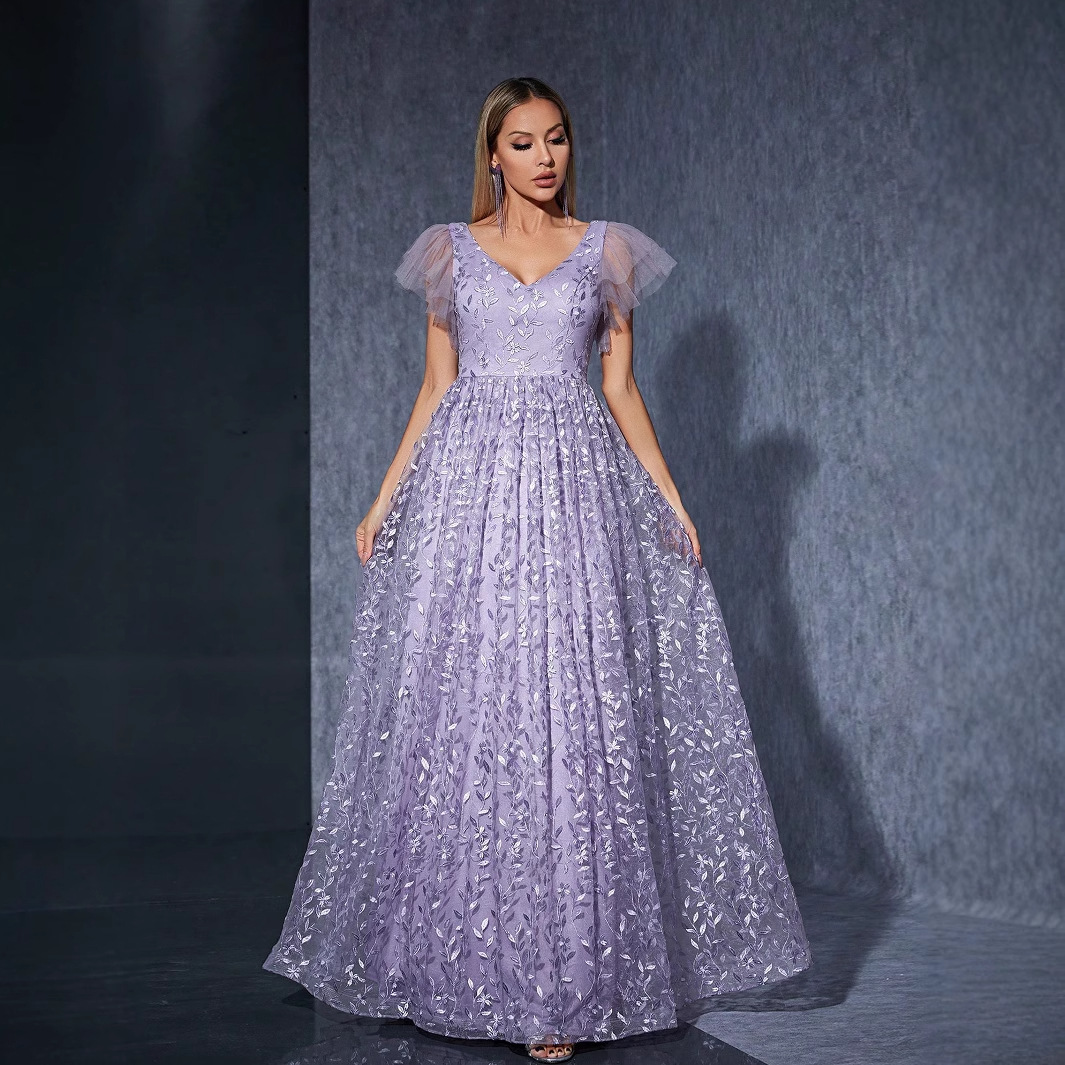Embroidered Large Skirt Dress Photo Taking Ball Niche Evening Dress