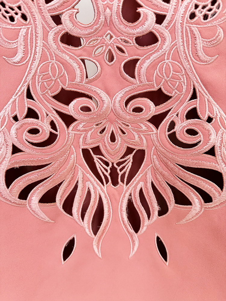 Spring Embroidery Hollow Out Cutout out Heavy Embroidery Blazer Straight Leg Trousers Set - Image 9