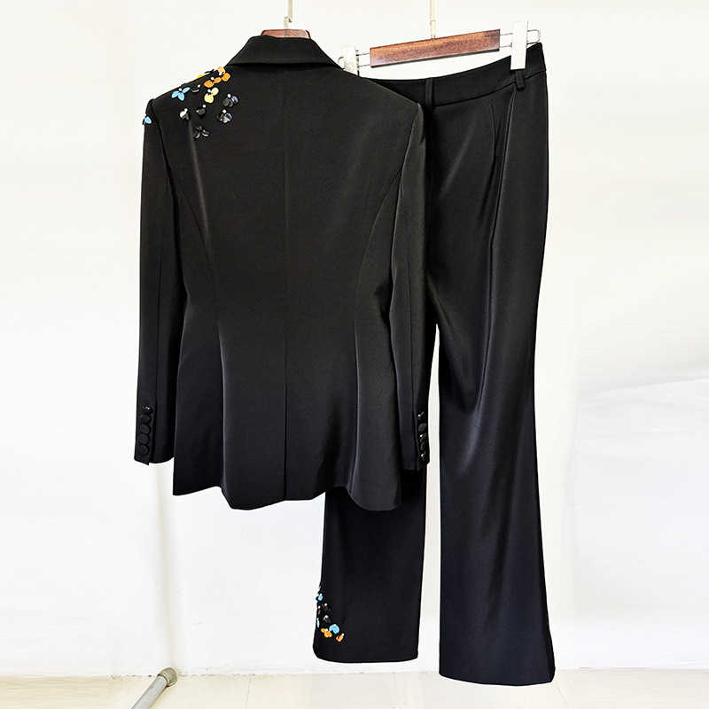 Star Color Sequ One Button Work Pant Suit Two Pieces Set - Image 3