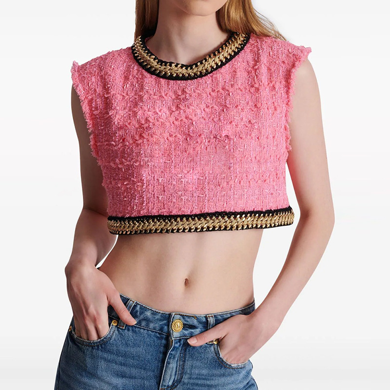 Star Heavy Industry Chain Decoration Ultra Short Sleeveless Vest Top