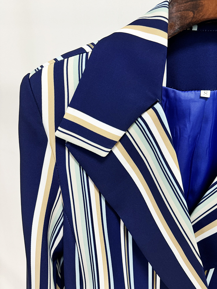 Women Striped Blazer Flared Pants Two Piece Sets - Image 6