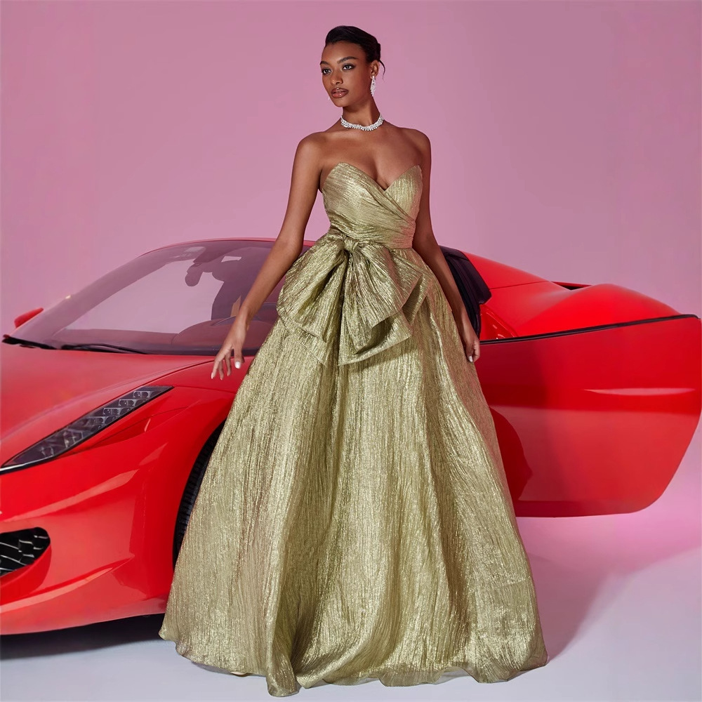 Tube Top Big Bow Slim Fit Evening Elegant Luxury Host Bridesmaid Dress