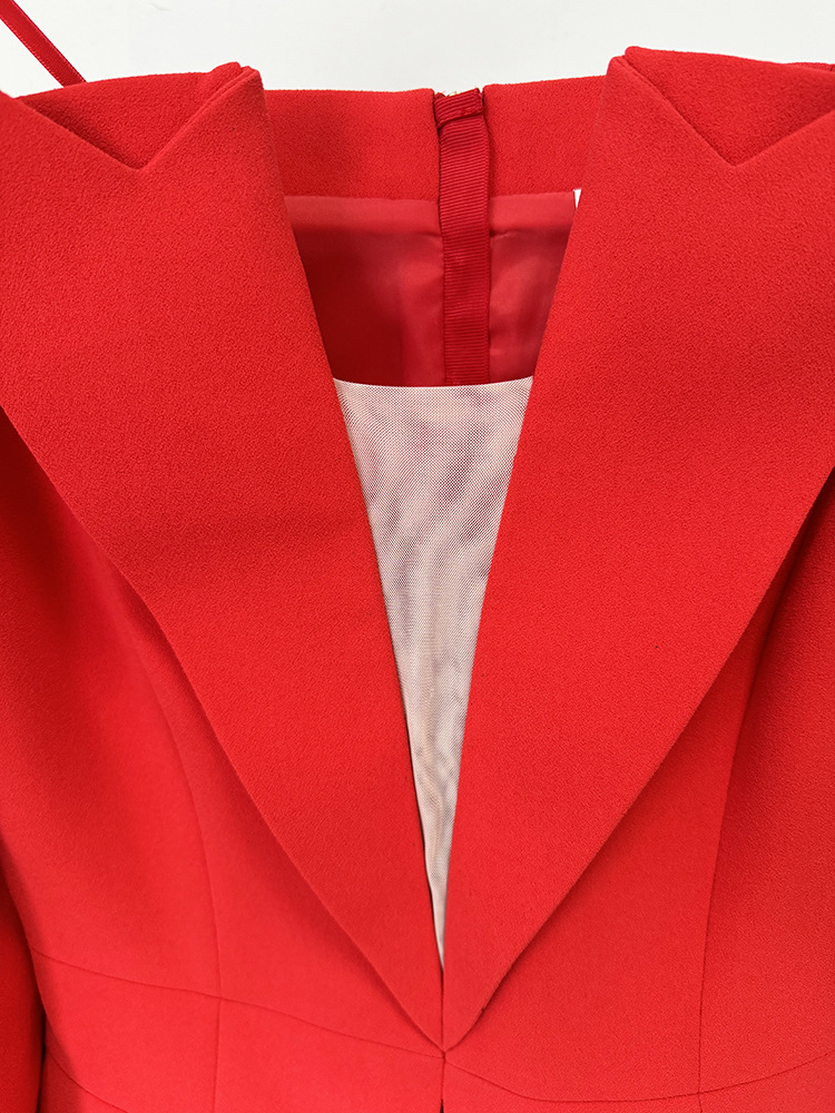 Zipper Personality Sexy Solid off Shoulder Blazer - Image 5