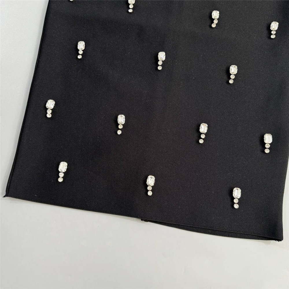 Exquisite Rhinestone Tube Top Bandage One Piece Dress Party Gathering Halter Ribbon Evening Dress - Image 10