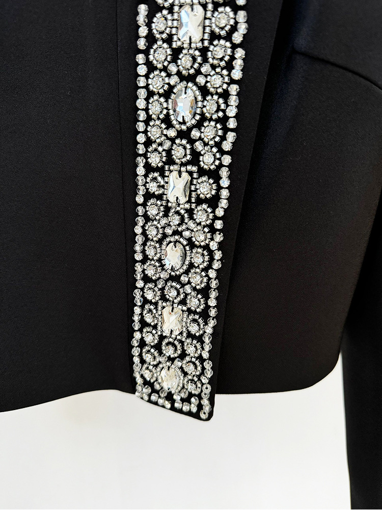Single Collar Heavy Industry Beads Diamond Top Skirt Set Two Piece Set - Image 5