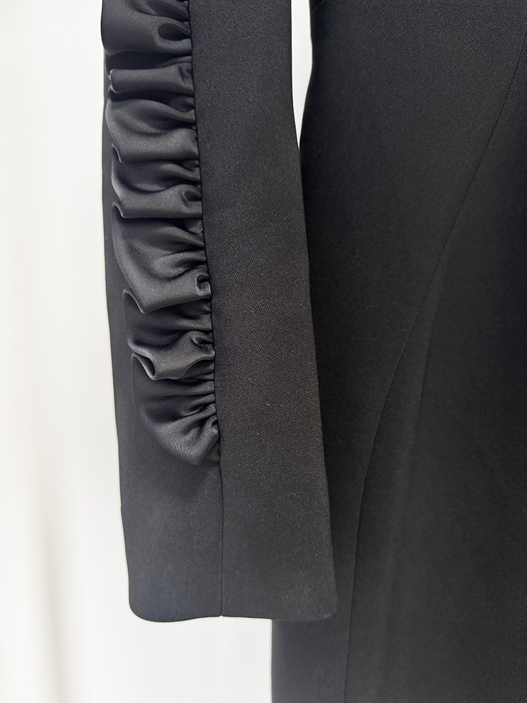 Autumn Star Fashionable Stringy Selvedge Three Dimensional Decoration Long Sleeve Mid Length Dress - Image 9