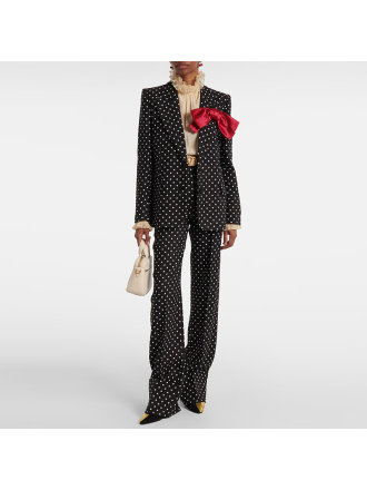 Star Bow Decoration Polka Dot Dots Blazer Trousers Blazers Two Piece Sets