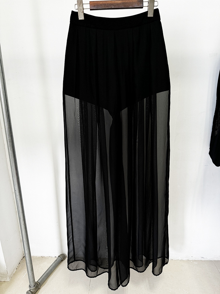 Spring Stars Mesh Patchwork Heavy Industry Beads Blazer Chiffon Trousers Two Piece Pant Sets - Image 10