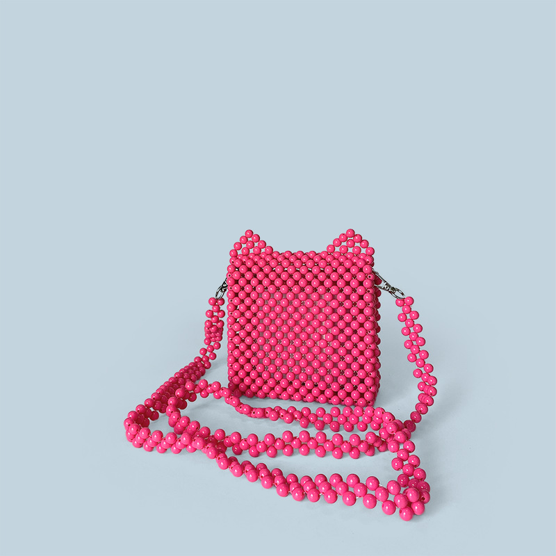 Autumn Winter Cat Ears Small Bag Handmade Beaded Bag Cute Solid Color Small Bag Crossbody Women Bag - Image 2