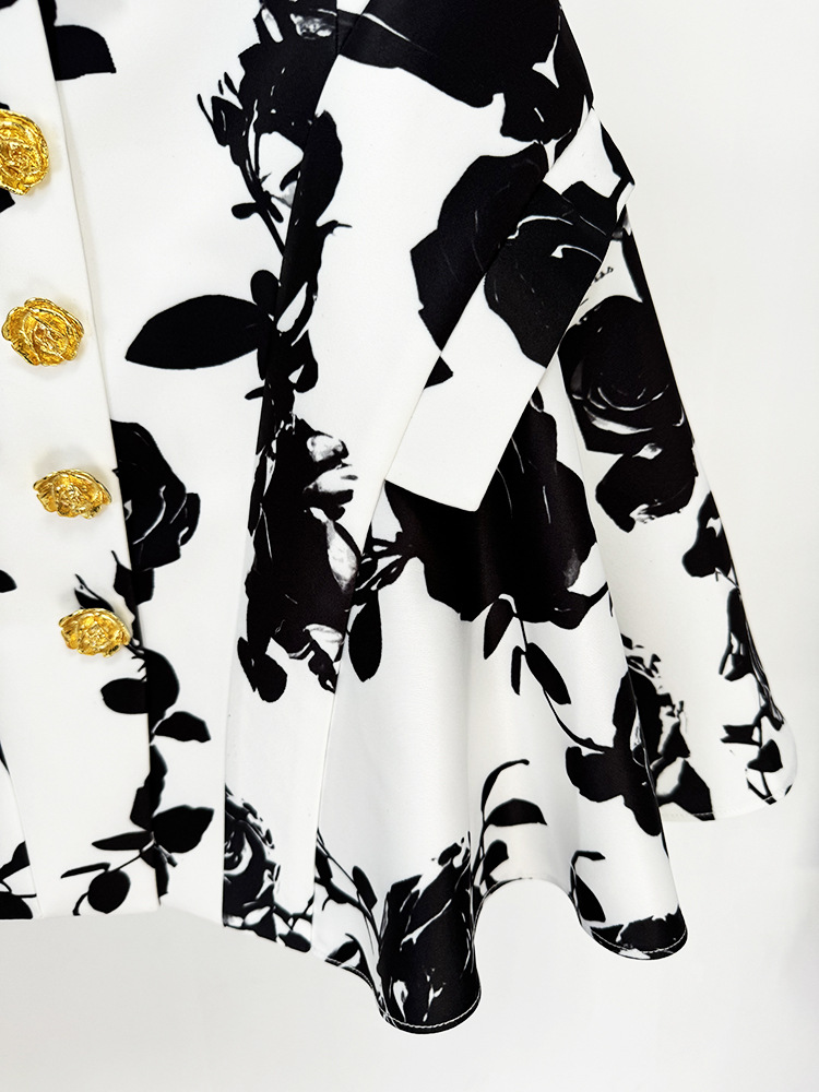 Star Tulip Waistline Rose Metal Buckle Printed Short Skirt - Image 7