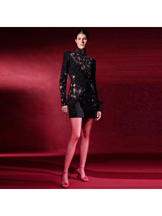 Exquisite Rhinestone Embroidered Beads Rhinestone Slim Fit Long Sleeved Dress