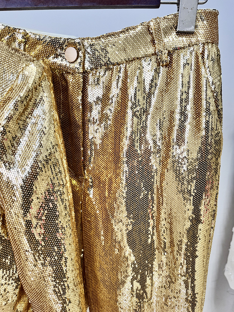 Star Fashionable Golden Sequined Blazer Trousers Two Piece Sets - Image 7