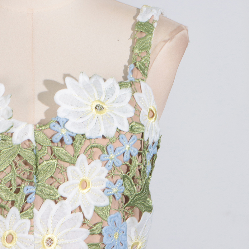 Suspender Spring Water Soluble Floral Hollow Out Cutout out Stitching High Sense Suspender Dress - Image 2