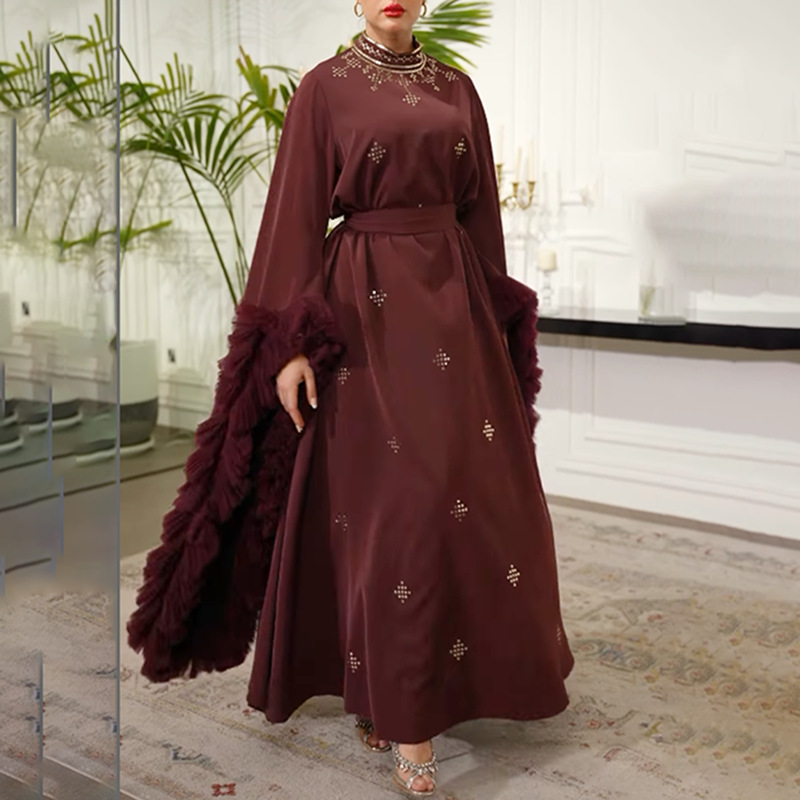 Socialite Light Luxury Mesh Ruffled Loose Big Hem Dress No Belt - Image 2