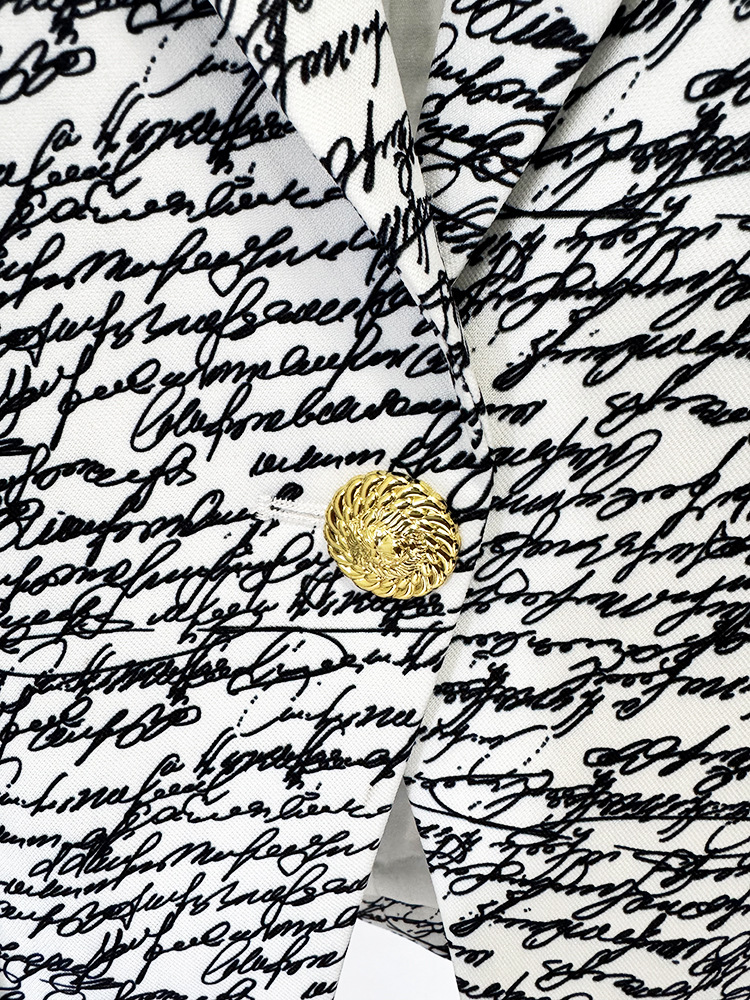 Spring Series English Letter Graphic Printing One Button Slim Blazer Jacket - Image 5