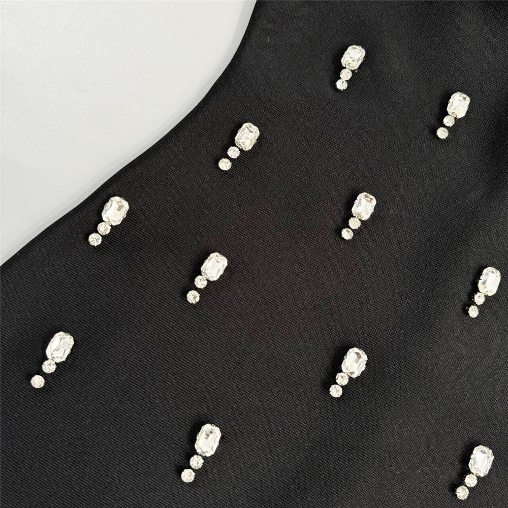 Exquisite Rhinestone Tube Top Bandage One Piece Dress Party Gathering Halter Ribbon Evening Dress - Image 9