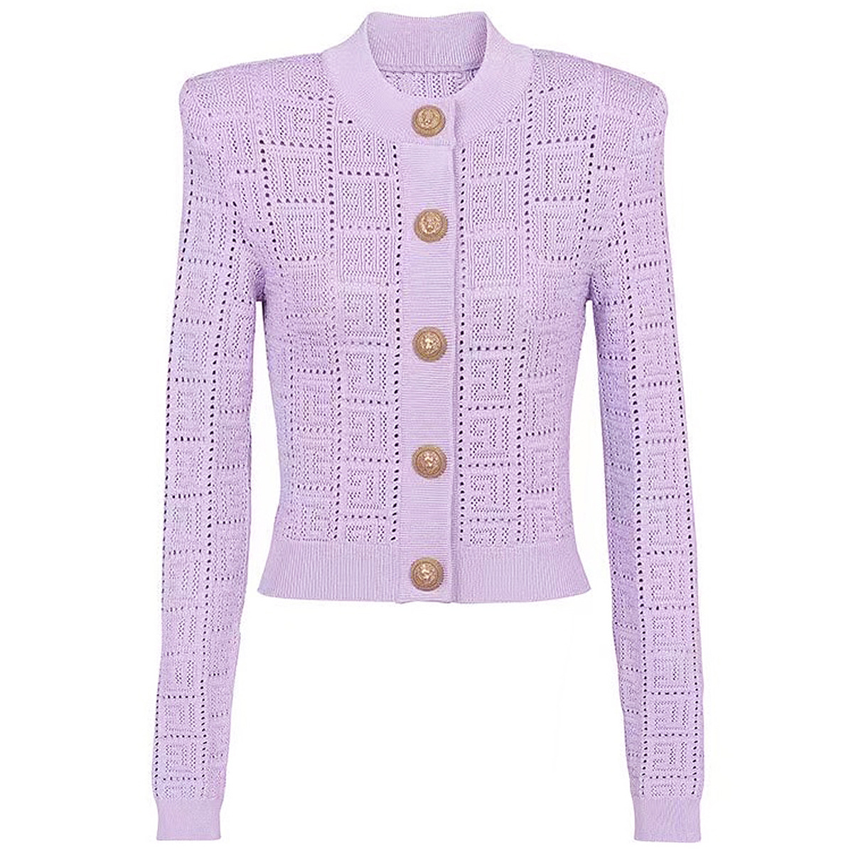 Nzuchi Long Sleeve Short Round Neck Hollow Out Cutout Sweater Top Cardigan - Image 2