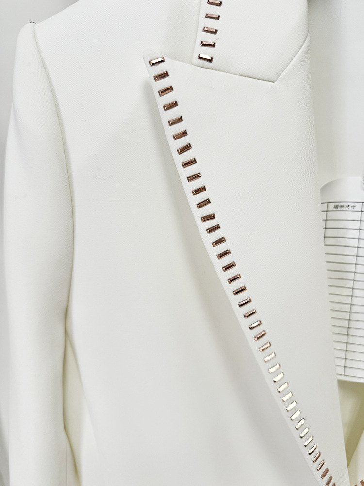 Scarf Drilling Loose Blazer Trousers Suit Two Pieces Set - Image 11