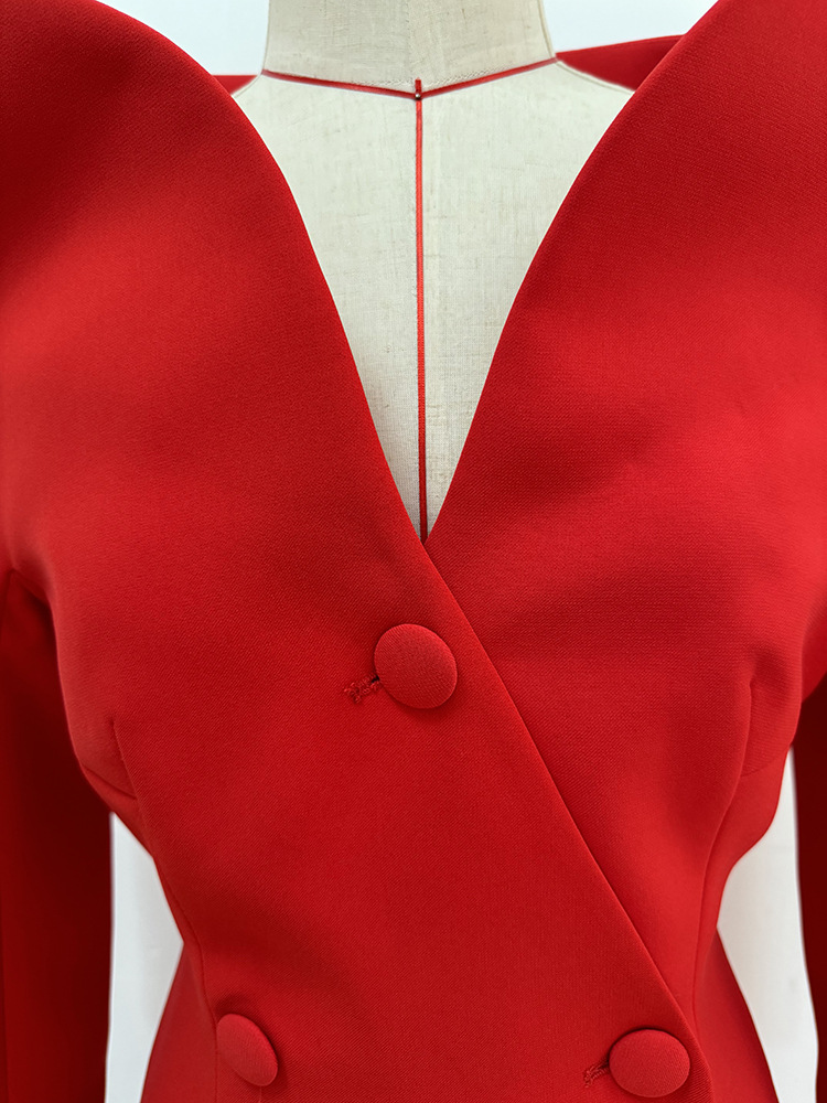 Autumn Winter Star Personality Design Stand up Collar Slim Fit Long Trench Coat Dress - Image 6