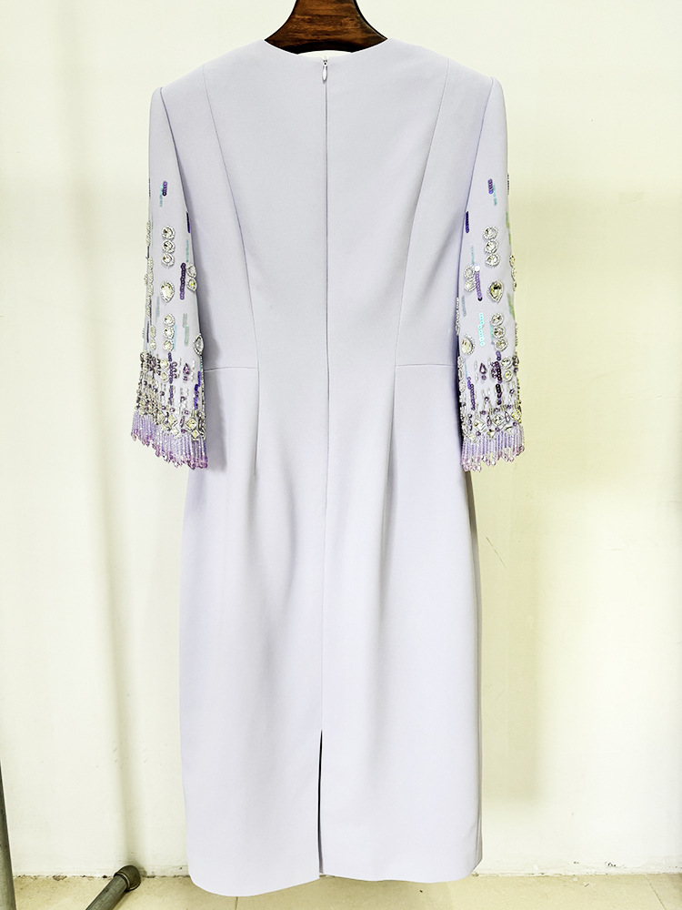 Star Heavy Industry Beads Diamond Embedded Mid Length Dress - Image 4