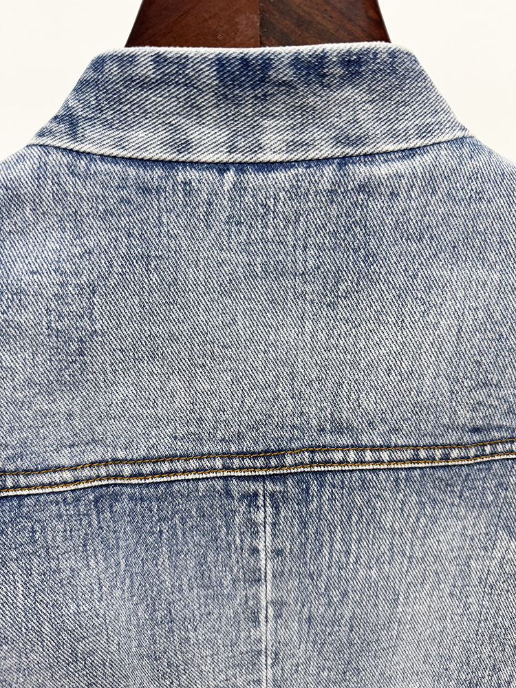 Early Autumn Stars Slim Fit Belt Washed Denim Blazer Jacket - Image 8