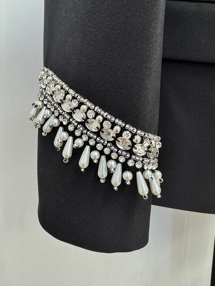 Early Autumn Star Bead Diamond Stand up Collar Jacket Trousers Two Piece Sets - Image 6