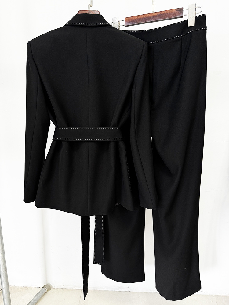 Star Beading Decorative Series Belt Work Pant Suit Two Pieces Set - Image 5