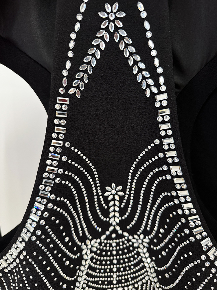 Hollow Out Cutout out Rhinestone Blazer Trousers Two Piece Sets - Image 9