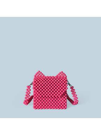 Autumn Winter Cat Ears Small Bag Handmade Beaded Bag Cute Solid Color Small Bag Crossbody Women Bag