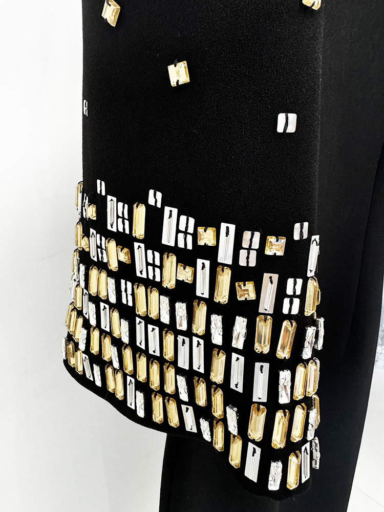 Heavy Industry Beads Diamond Five Quarter Sleeve Mid Length Dress - Image 9