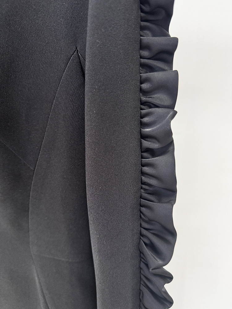 Autumn Star Fashionable Stringy Selvedge Three Dimensional Decoration Long Sleeve Mid Length Dress - Image 6