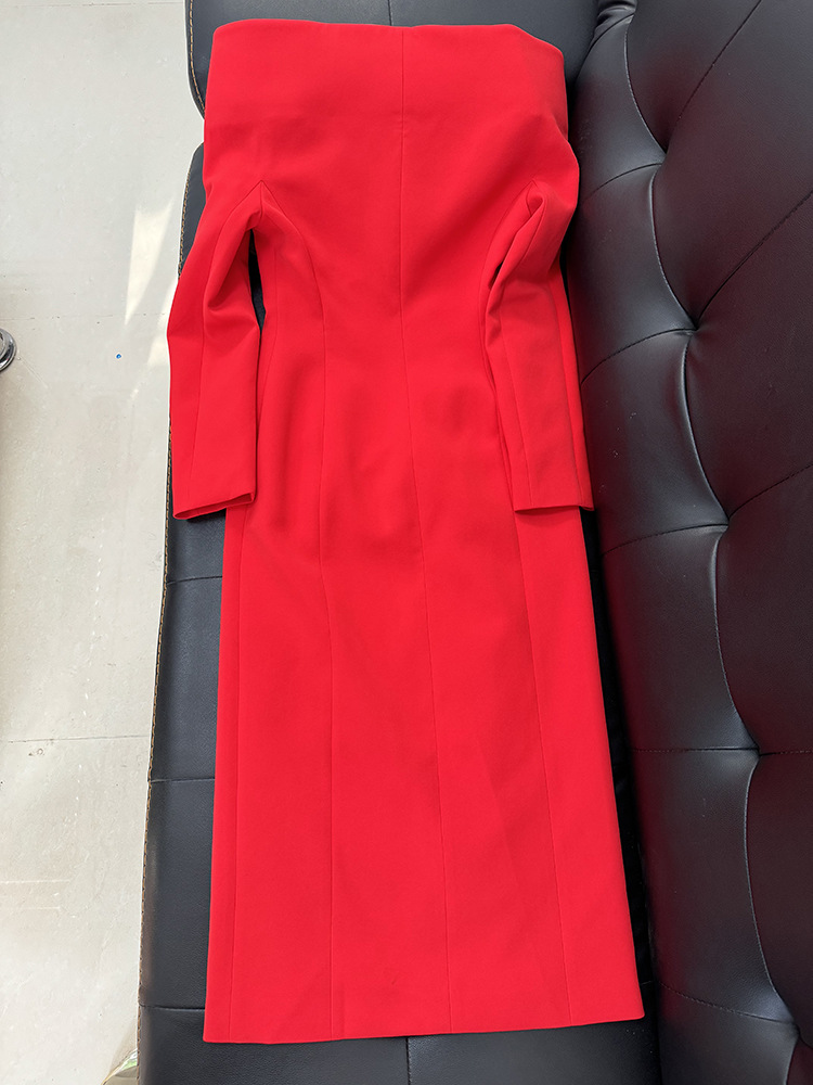Autumn Winter Star Personality Design Stand up Collar Slim Fit Long Trench Coat Dress - Image 4