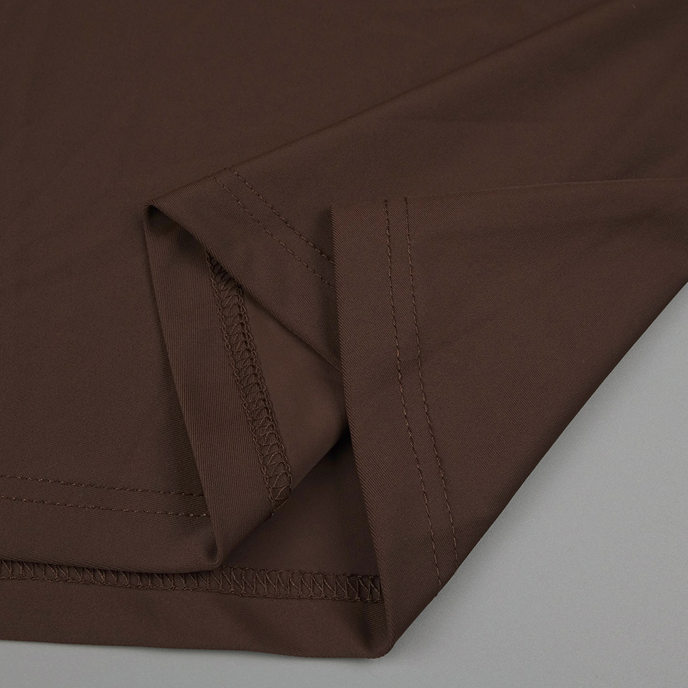 Chocolate Design Waist Seal Pleated Brown Dress - Image 6