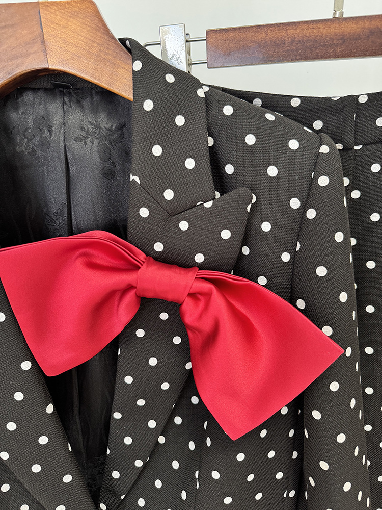 Star Bow Decoration Polka Dot Dots Blazer Trousers Blazers Two Piece Sets - Image 4