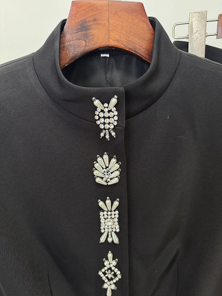 Early Autumn Star Bead Diamond Stand up Collar Jacket Trousers Two Piece Sets - Image 5