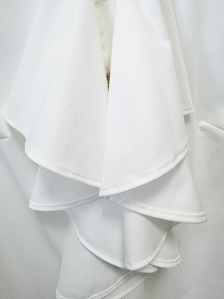 Slim Ruffle Ruffle All Match White Long Sleeve Shirt - Image 5